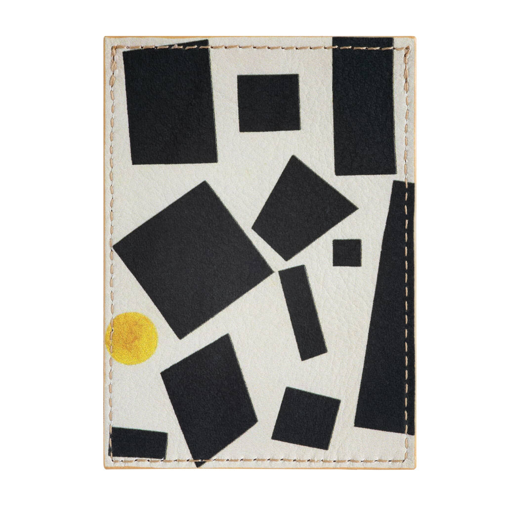 Minimalist leather card holder with abstract minimalist artwork by Kazimir Malevich.