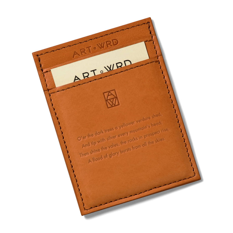 Unique card holder reverse with embossed Homer quote and ARD WRD card inserted in lower card pocket.
