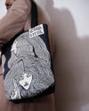 Unique witches bag design in cream and black with artwork by Aubrey Beardsley.